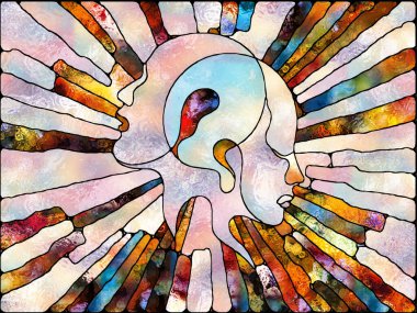 Kırık Renk. Lekeli Camlar Birliği serisi. Parçalanma, sanat, şiir ve tasarım birliğiyle ilişkili renk ve doku parçalarının kompozisyonu