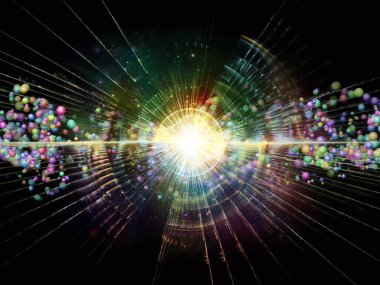 Temel parçacık fiziği, derin uzay, astrofizik, eğitim ve sanal gerçeklik konularındaki fraktal patlama ve atomik yapıların 3 boyutlu çizimi.