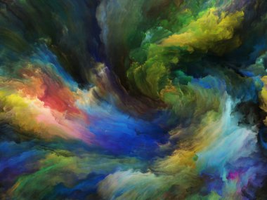 Girdap Döndürme ve Girdap serisi. Sanat, yaratıcılık ve hayal gücü konuları için tuval üzerinde yaratıcı renk ve hareket düzeni