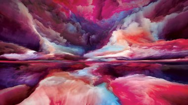 Çevredeki dünyalar. Zihin serisinin peyzajları. Yaşam, sanat, şiir, yaratıcılık ve hayal gücüyle ilişkili parlak boya, hareket eğimleri ve sürrealite dağları ve bulutların bileşimi