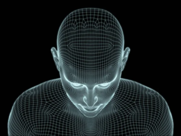Render Human Head Face Wire Mesh Use Illustrations Technology Education — Stock Photo, Image