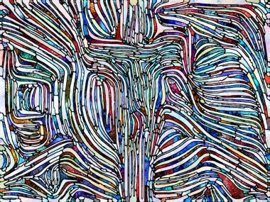 Kırık Renk. Lekeli Camlar Birliği serisi. Parçalanma, sanat, şiir ve tasarım birliği konularındaki tasarımları tamamlamak için renk ve doku parçalarının arkaplanı