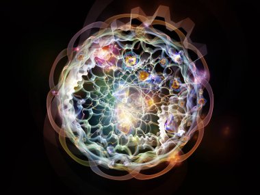 Eğitim, bilim ve modern teknoloji konularında ışık, dişli ve fraktal elementlerin bileşimi