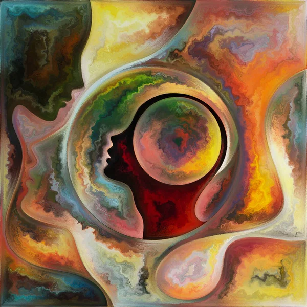 Organische Geometrie Bunte Elemente Des Menschlichen Gesichts Glasmalerei Zum Thema — Stockfoto