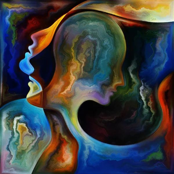 Canlı Düşünceler Colors Serisi Nsan Siluetlerinden Sanat Dokularından Renklerinden Oluşan — Stok fotoğraf