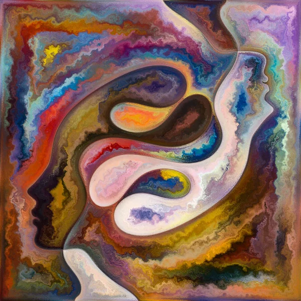 Rainbow Mind Serie Secret Hue Composición Abstracta Siluetas Humanas Texturas — Foto de Stock