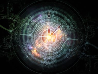 Zaman Gözcüsü. Time serisinin yüzleri. Saat arkaplanı ve bilim, eğitim ve modern teknolojiler projelerinde kullanılacak soyut unsurlar