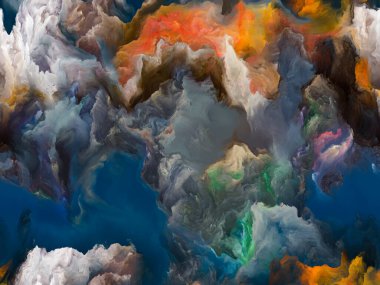 Uzaylı gezegeninin çalkantılı atmosferine benzeyen organik kabartmalı boya dokusu..