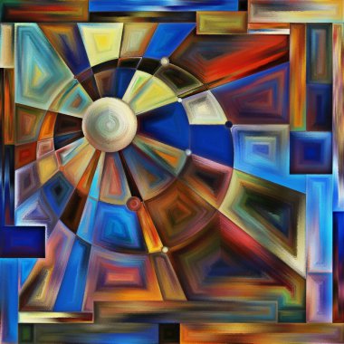 Form Sevinity serisi. Sanat, tasarım, yaratıcılık ve hayal gücü konularındaki renkli şekillerin ve dokuların kare arkaplanı.