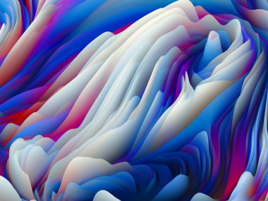Dokunsal Matematik. Boyutsal Dalga serisi. Arkaplan kıvrımlı renk dokusundan oluşmuştur. Sanat, yaratıcılık ve tasarım projeleri için 3 boyutlu türbülans oluşturma