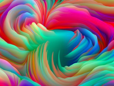 Kaosun Geometrisi. Boyutsal Dalga serisi. Dönen Renk Dokusunun arka plan kompozisyonu. Sanat, yaratıcılık ve tasarım konularında 3 boyutlu türbülans oluşturma