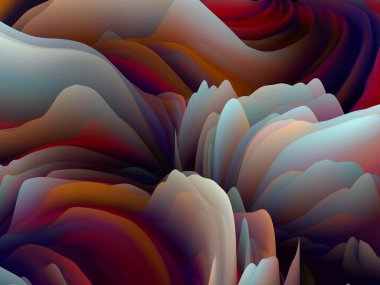 Yüzey bükülmesi. Boyutsal Dalga serisi. Dönen Renk Dokusunun bileşimi. Sanat, yaratıcılık ve tasarım için bir metafor olarak gelişigüzel türbülans oluşturulması