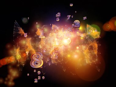 Dijital Patlama. Matematik, bilim, eğitim ve modern teknoloji konularındaki soyut sayı ve ışık kümeleri. 3B görüntüleme.