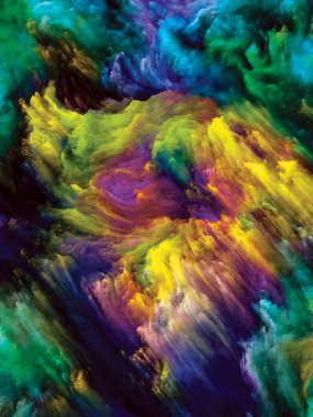 Renkli girdap serisi. Yaşam, yaratıcılık ve sanat için tuvalin üzerindeki sıvı boyanın renkli hareketlerinin etkileşimi