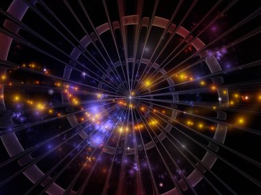 Fraktal ışığın etkileşimi ve bilim, eğitim, bilgisayar ve modern teknoloji konularındaki soyut spiral.