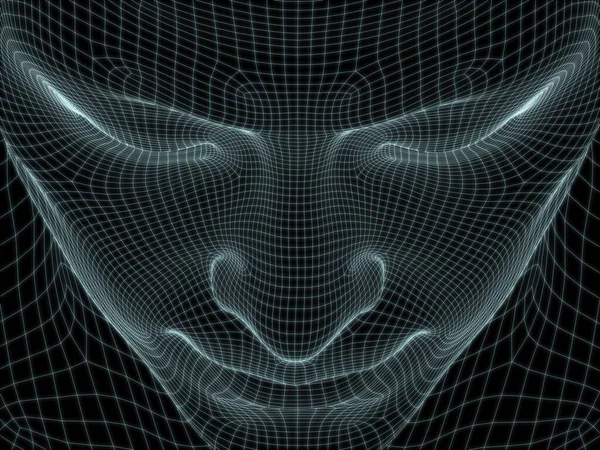 인간의 얼굴을 클로즈업하는 라인메 컴퓨터 과학에 사용하기 — 스톡 사진