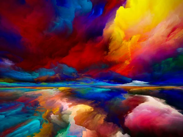 虹の悟り 現実逃避シリーズ 風景画 想像力 創造性と芸術上のプロジェクトのためのシュールな日の出の色とテクスチャの創造的な配置 — ストック写真