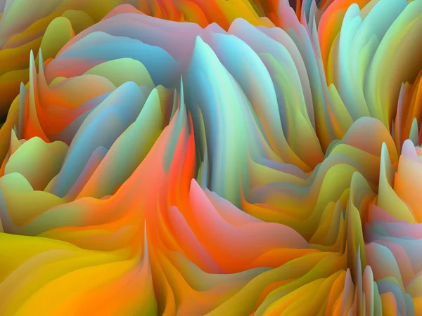 Искаженная Геометрия Dimensional Wave Series Состав Крутящейся Цветовой Текстуры Рендеринг — стоковое фото