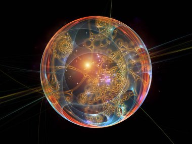 Sanal Parçacık Serisi. Eğitim, bilim ve modern teknoloji konularında fraktal küre ve soyut elementler.