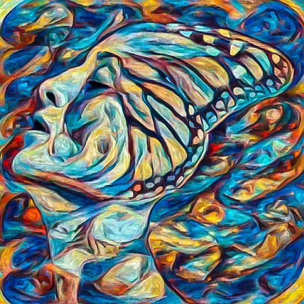 Стилізований Жіночий Портрет Кольорів Крил Метеликів Тему Мистецтва Творчості Абстрактного — стокове фото