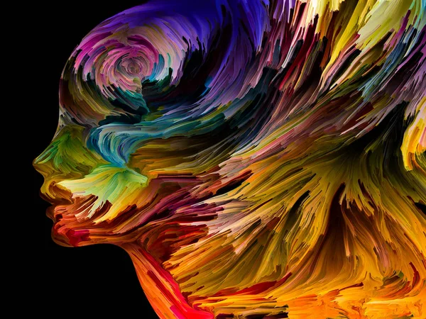 Verstörende Gedanken Texturierte Farbe Bewegung Innerhalb Der Silhouette Des Menschlichen — Stockfoto