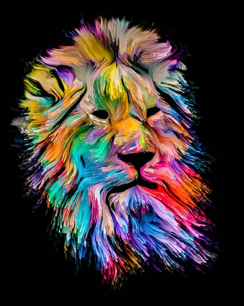 Animal Paint Serie Löwenporträt Bunter Farbe Zum Thema Fantasie Kreativität — Stockfoto
