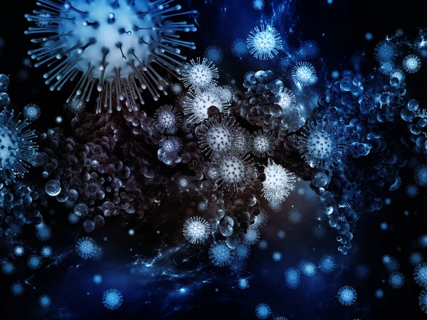 Coronavirus Micro World. Viral Epidemic series. 3D Illustration of Coronavirus particles and micro space elements relevant for virus, epidemic, infection, disease and health