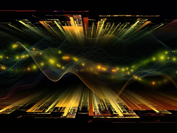 Geometria Espacial Série Onda Virtual Abstração Artística Ondas Senoidal Horizontais — Fotografia de Stock