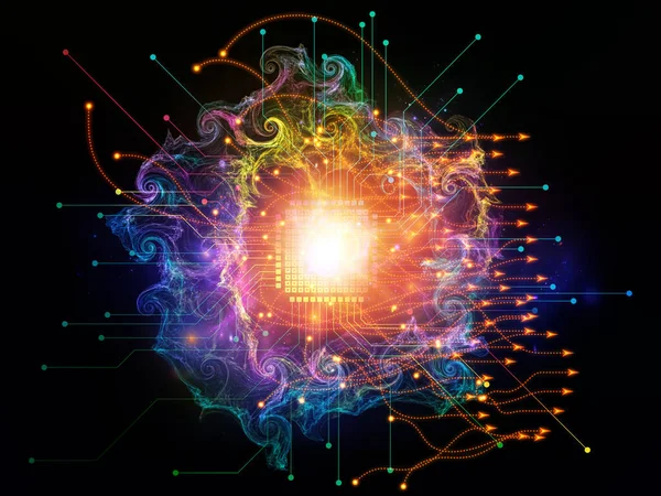 Calculando Serie Turbulence Representación Elementos Cpu Conexiones Turbulencias Fractales Sobre — Foto de Stock