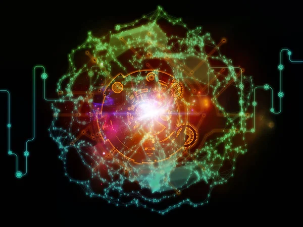 Réseau Lignes Chiffres Lumières Sur Thème Informatique Des Sciences Des — Photo