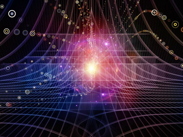 Interaktív Tér Geometriai Rácsok Absztrakt Elemek Fények Ábrázolása Oktatástudomány Modern — Stock Fotó