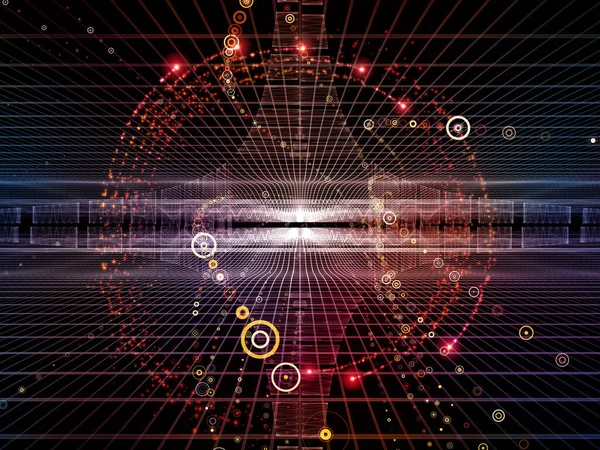 Interactive Space Rendering Geometric Grids Abstract Elements Lights Subject Education — Stock Photo, Image