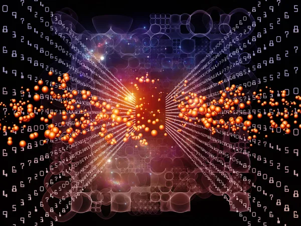 关于科学 计算机和现代技术的数字 灯光和粒子组成 3D渲染 — 图库照片