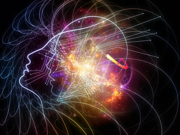 Sparkles Mind Illustration Human Lines Virtual Grids Lights Subject Education — Stock Photo, Image