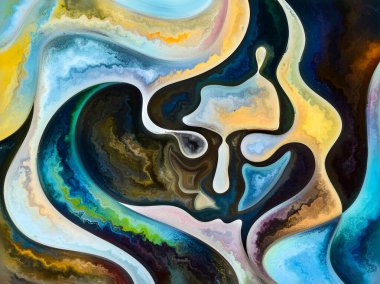 İnsan dokusu serisi. İnsan yüzünün görsel olarak memnun edici bileşimi, zengin renkler, organik dokular, iç dünya, akıl, ruh ve doğa üzerindeki çalışmalar için akış eğrileri.