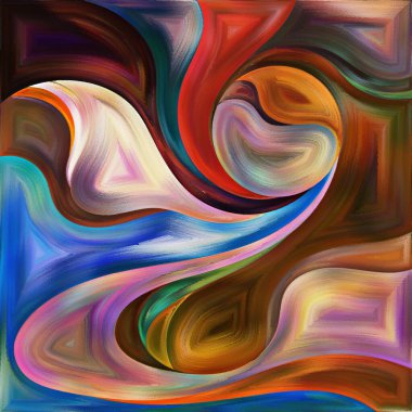 Form Sevinity serisi. Sanat, tasarım, yaratıcılık ve hayal gücü konularındaki renkli şekillerin ve dokuların kolaj arka planı.