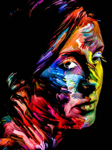 Żywa Kobieta Seria Farb Twarzy Ułożenie Barwnego Portretu Młodej Kobiety — Zdjęcie stockowe