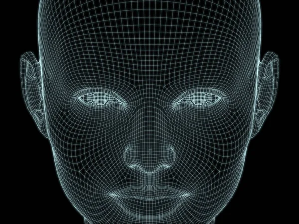 Render Human Head Close Wire Mesh Use Illustrations Technology Education —  Fotos de Stock