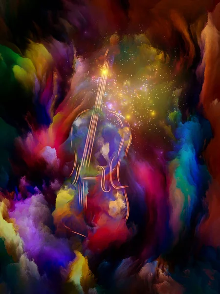 Violino Colorido Abstração Tinta Fractal Sobre Música Arte Criatividade Ilustração — Fotografia de Stock