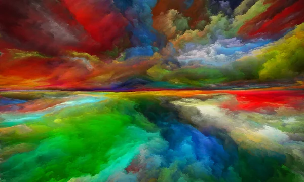 Cieli Lontani Serie Perspective Paint Composizione Nuvole Colori Luci Linea — Foto Stock