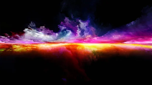 Absztrakt Táj Perspektív Festék Sorozat Felhők Színek Fények Horizontvonal Összetétele — Stock Fotó