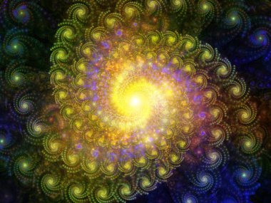 Light Spiral serisi. Eğitim ve sanat konusunda fraktal spiral ve ışık etkileşimi.
