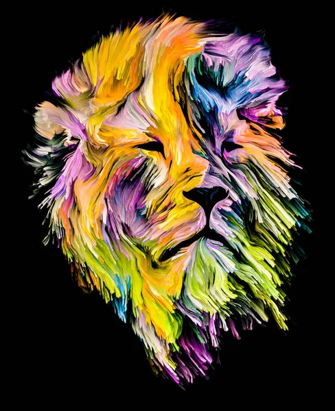 Série Pintura Animal Retrato Leão Pintura Colorida Sobre Tema Imaginação — Fotografia de Stock