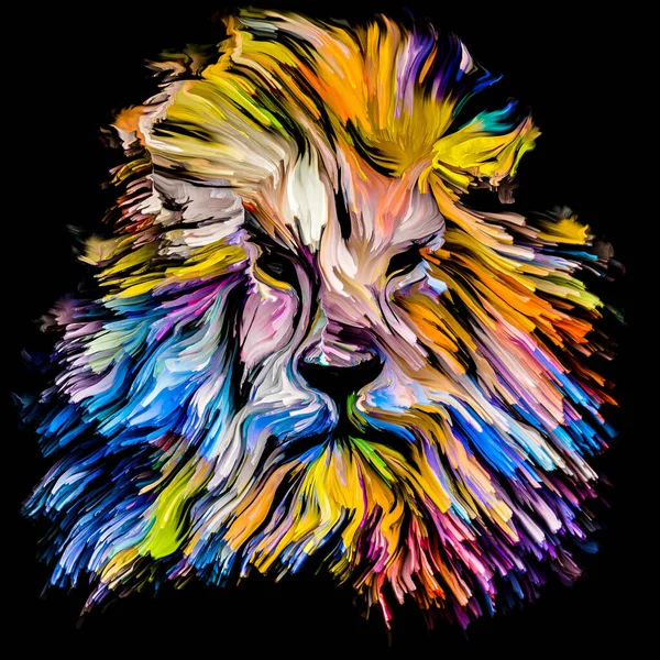 Animal Paint Series Lion Multicolor Portrait Vibrant Paint Subject Imagination — Stock Photo, Image