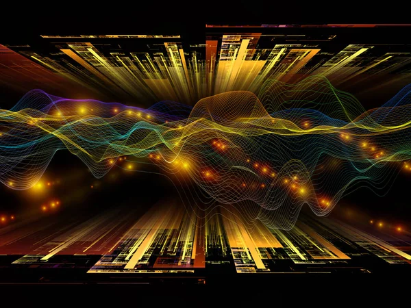 Space Signal Virtual Wave Series Arrangement Horizontal Sine Waves Light — Stock Photo, Image