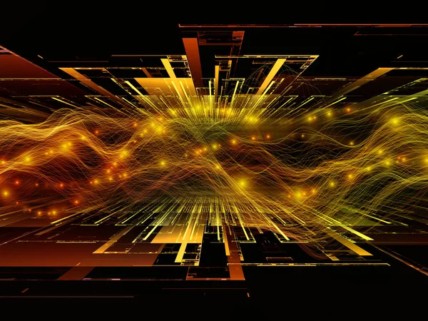 虚拟现实 虚拟浪潮系列 水平正弦波和光粒子的组成与数据传输 数学实相联系 — 图库照片