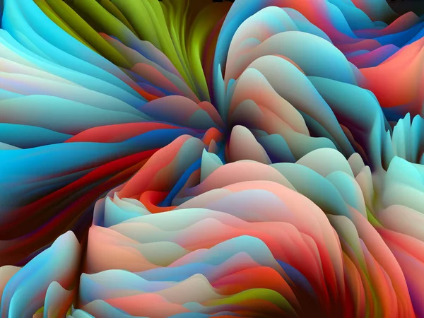 扭曲的几何 维波系列 设计由旋转的彩色纹理组成 3D渲染随机湍流作为艺术 创造力和设计的隐喻 — 图库照片