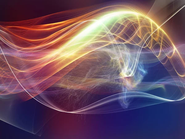 光の波シリーズ 現代技術と科学をテーマにしたサイン波と照明背景のレンダリング — ストック写真