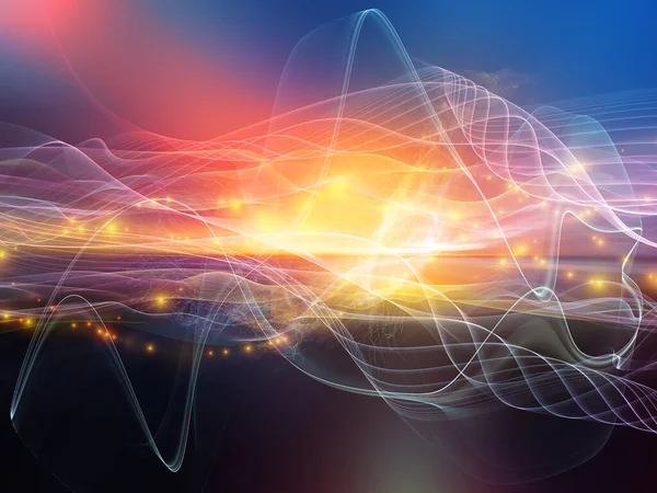 光波系列现代技术和科学学科的分形正弦波和光背景 — 图库照片