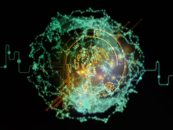 Netzwerk Aus Linien Zahlen Und Lichtern Zum Thema Informatik Naturwissenschaften — Stockfoto